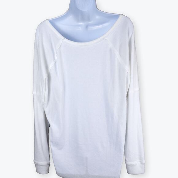 Three Dots White Long Sleeve Top | Women’s M | Soft Ribbed Crew - Picture 4 of 5